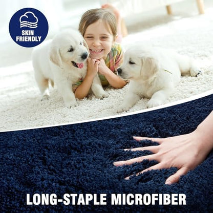 TECHMILLY Super Soft Shaggy Bathroom Rugs, Absorbent Thick Non Slip Microfiber Bath Rugs, Quick Dry Machine Washable Bath Mat for Bathroom Floor, Bathtub and Shower 17"x24"