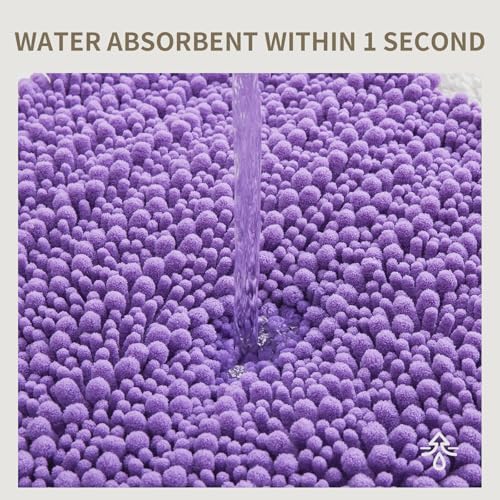 Toilet Rugs U-Shaped Mat 24x24, Contour Bathroom Mat - Ultra Soft & Absorbent Chenille, Quick-Dry, Machine Washable with Non Slip Barrier Backing, Purple