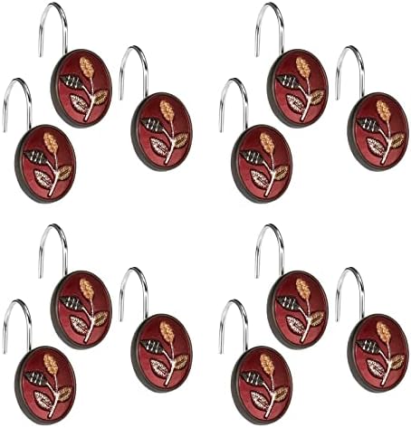 Zahari Home Aubury Shower Hooks Set - Rust-Proof Curtain Rings with Unique Design - 12 Resin Hooks for Customizing Your Shower Space
