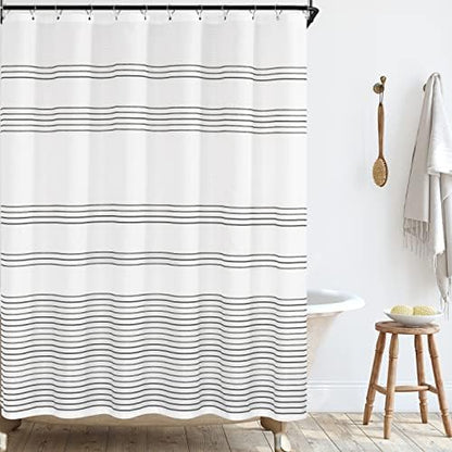 jinchan Extra Long Shower Curtain 84 Inch Length Grey and White Modern Farmhouse Striped Waterproof Fabric Shower Curtains for Bathroom with 12 Hooks Machine Washable 70x84 Inches