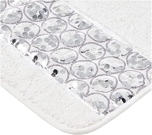 Zahari Home Sinatra Modern Bathroom Rug Classic Luxury Bath Rug Contemporary Decor Stylish Bath Mat for Shower Unique Design White Bathroom Rug Bath Shower Tub Decor Bling