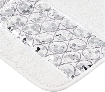 Zahari Home Sinatra Modern Bathroom Rug Classic Luxury Bath Rug Contemporary Decor Stylish Bath Mat for Shower Unique Design White Bathroom Rug Bath Shower Tub Decor Bling