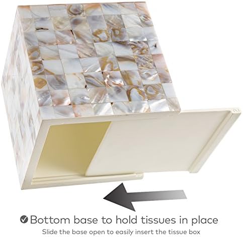 Milano Mother of Pearl Square Resin Tissue Box Cover with Bottom Slider