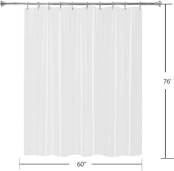60x76 Frosted Shower Curtain Liner, Half Size for RV Shower Stall | PEVA Plastic Vinyl Waterproof Bathroom Shower Liner for Single Stand UP Bath Shower Room with magnets and S/S hooks