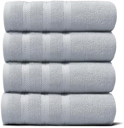 Hearth & Harbor Luxury Hand Towels - 100% Ring Spun Cotton Hand Towels for Bathroom, Shower, Spa, Soft & Absorbent Towels, 4 Piece Set, Ice Blue