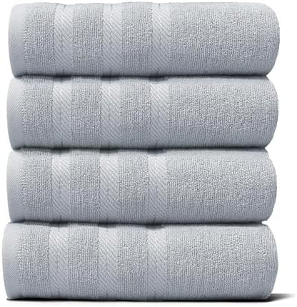 Hearth & Harbor Luxury Hand Towels - 100% Ring Spun Cotton Hand Towels for Bathroom, Shower, Spa, Soft & Absorbent Towels, 4 Piece Set, Ice Blue