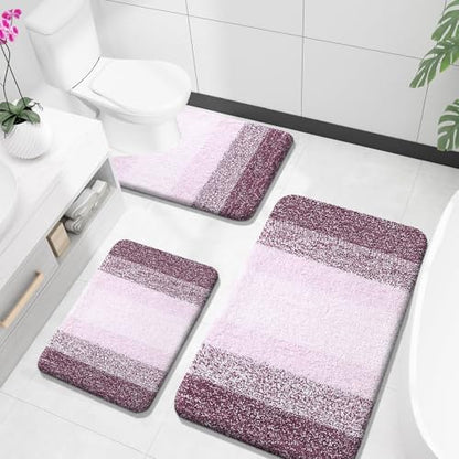 OLANLY Microfiber Bathroom Rugs Sets 3 Piece, 36"x24"+24"x16"+24"x20"