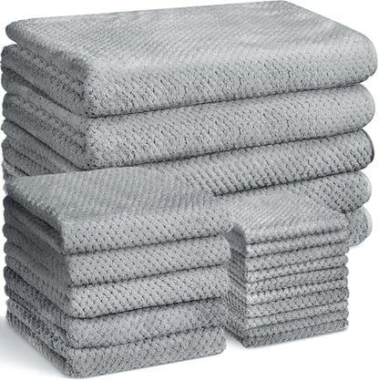 Mixweer 20 Pcs Bath Towel and Washcloths Set for Bathroom, Light Gray