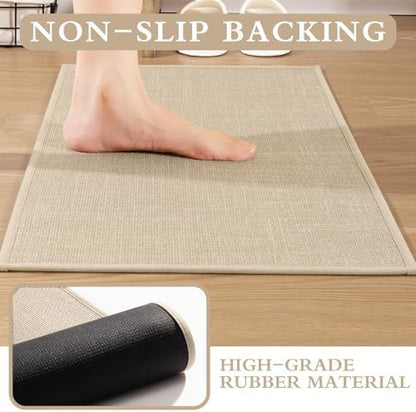 YIHOUSE Bathroom Rugs Thin Bath Mat Sets 5 Pieces Quick Dry,Beige