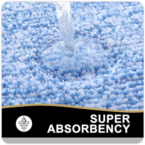 OLANLY Bathroom Runner Rugs 47x20, Long Bath Mats for Bathroom Floor, Blue