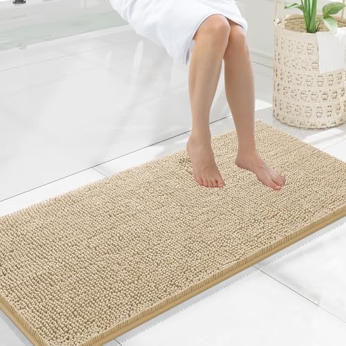 Smiry Bathroom Rugs 47X20, Luxury Chenille Extra Soft Absorbent Bath Mat