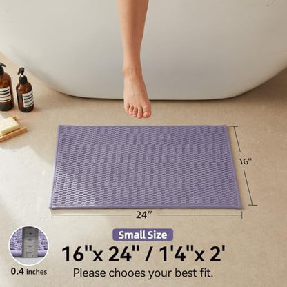 Triohero Bathroom Rugs Non Slip Washable, Super Absorbent Thin Bath Mat Small Quick Dry Low Pile Bathroom Rug, Lavender 16"x24"