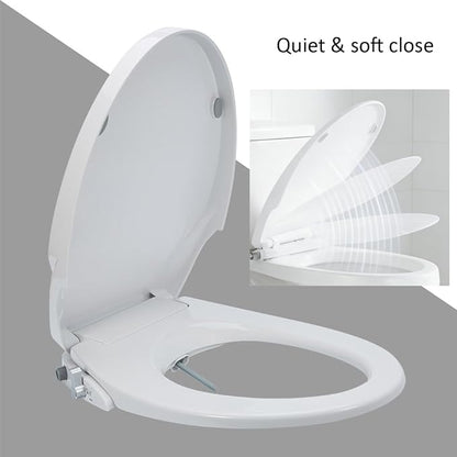 Non-Electric Bidet Toilet Seat, Round Fit with Quiet-Close Lid, Dual Nozzles for Rear & Feminine Wash, Easy DIY Installation