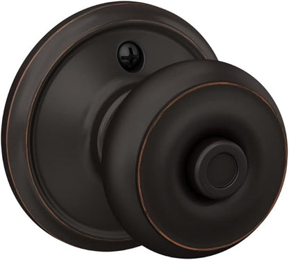 SCHLAGE F40 V GEO 716 Georgian Door Knob, Bed & Bath Privacy Lock, Aged Bronze (Pack of 2)