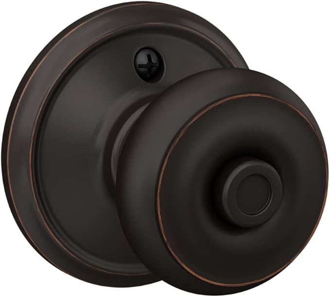 Schlage F40 V GEO 716 Georgian Door Knob, Bed & Bath Privacy Lock, Aged Bronze