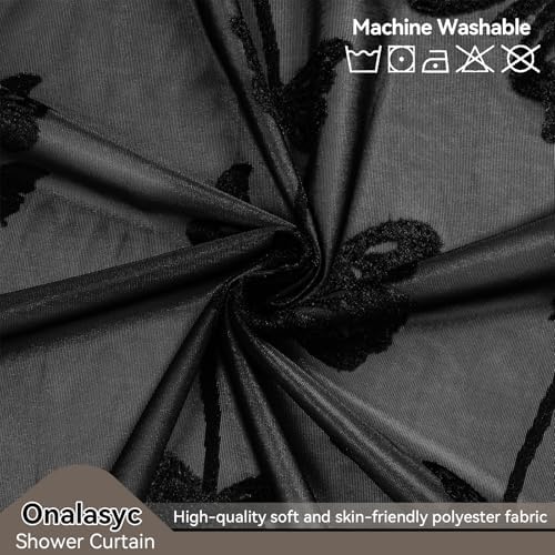 Onalasyc Black Butterfly Shower Curtain,Lace Sheer Shower Curtain,72x72in