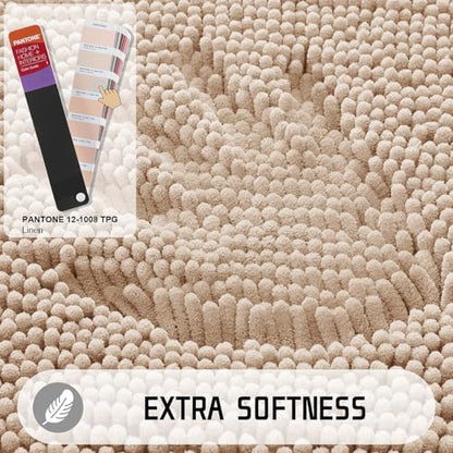 Yimobra Long Bathroom Rugs 44"x24", Extra Soft Non Slip Bath Mat for Tub, Super Absorbent Quick Dry Shaggy Rug Floor Carpet, Machine Washable,Beige