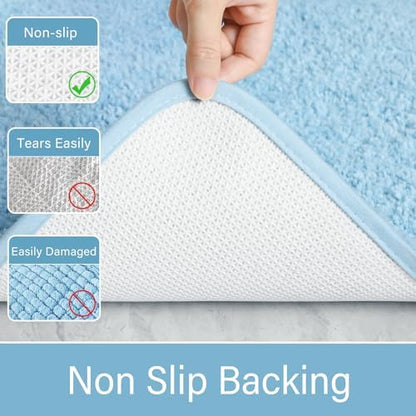 LOCHAS Bathroom Rug Runner 24x70 Inch, Bath Rugs Non Slip, Light Blue