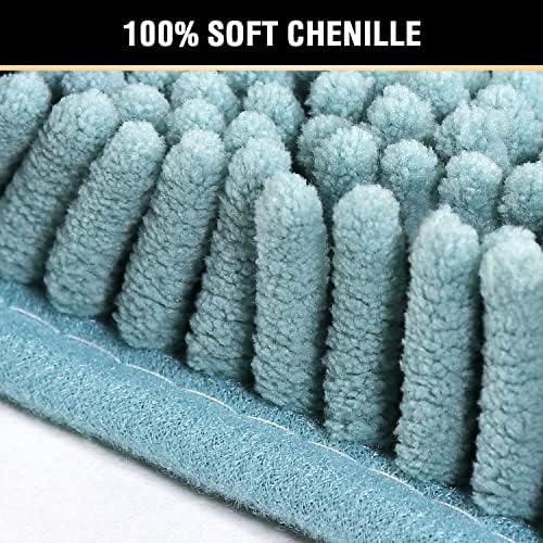 H.VERSAILTEX Microfiber Bath Rugs Chenille Floor Mat Ultra Soft Washable Bathroom Dry Fast Water Absorbent Bedroom Area Rugs, 24 x 42 - Inch, Aqua Haze