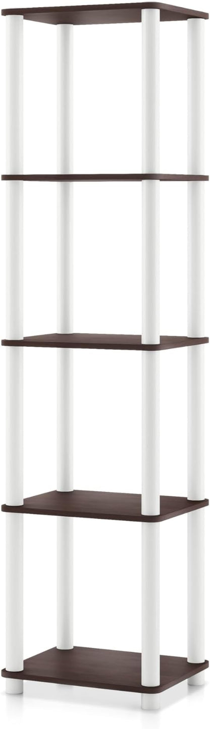Homes: Inside + Out Apexa Modern 5-Tier Narrow Shelving Units, Collectibles Display Shelves, Easy Assembly Standing Shelf, Home Storage Organizer for Living Room, Bedroom, Office, Espresso