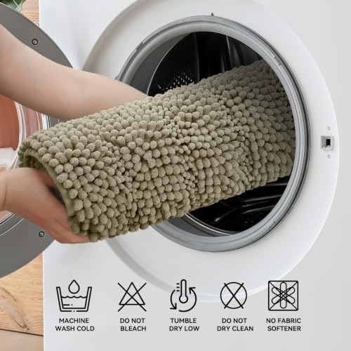 Bcoimo Bath Rug Mat,36x24 Chenille High Absorbent Latte Bathrom Floor Mats