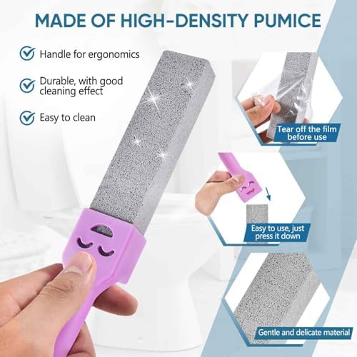 27 Pack Cleaning Pumice Stone Toilet Bowl Stick Cleaner with Handle Hard Water Ring Calcium Buildup Stains Remover Powerfully for Cleaning Toilet Bathtubs Kitchen Sink Grill Pools