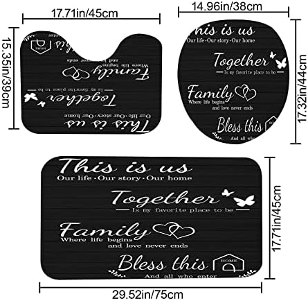 4Pcs Family Shower Curtain Sets with Non-Slip Rugs