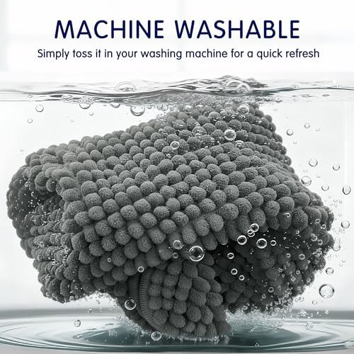 SUBRTEX Bathroom Rugs, 24" x 36" Chenille Bath Rug Soft Short Plush Bath Mat Soft Shower Mat Water Absorbent Shower Mat Quick Dry Machine Washable, Gray
