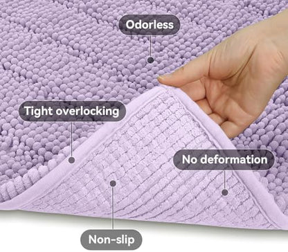 Bcoimo Bath Rug Mat,Chenille Extra Soft Lavender Bathroom Floor Shower Mats