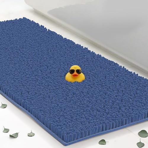 ITSOFT Runner Plush Bathroom Rug 71"x21", Absorbent Machine Washable Non Slip Chenille Bath Mats, Quick Dry Bathmat, Bath Rugs for Bath, Shower, Bedroom, Door Mat, Dark Blue