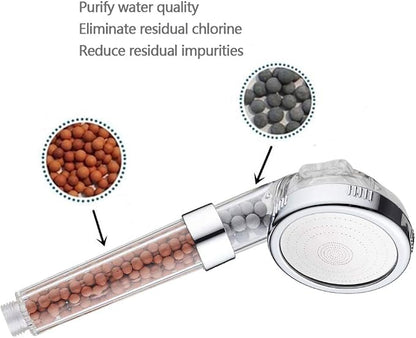 PRUGNA Filter Shower Head with Hose and Shower Arm Bracket, High Pressure & Water Saving Handheld Shower, 3-Settings Filter Showerhead for Dry Hair & Skin SPA