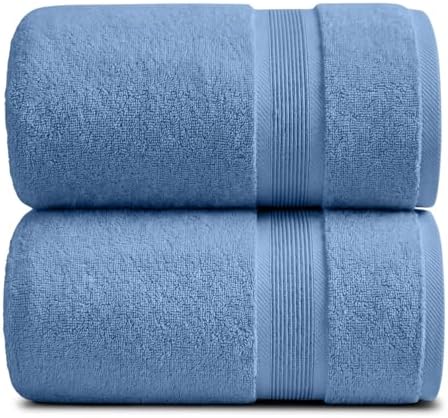 Luxury Bamboo Rayon Oversized Bath Towel Set | 2-Pack | Ultra Soft | Blue