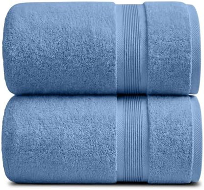 Luxury Bamboo Rayon Oversized Bath Towel Set | 2-Pack | Ultra Soft | Blue