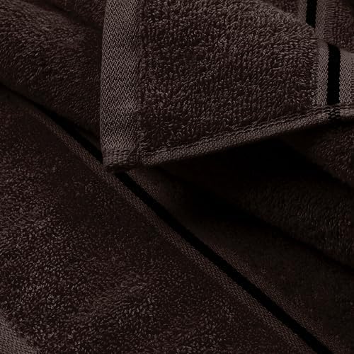 MyOwn Ultra Soft 6 Pack Cotton Towel Set, Contains 2 Bath Towels 28x55 inch, 2 Hand Towels 16x24 inch & 2 Wash Coths 12x12 inch, Ideal Everyday use, Compact & Lightweight - Chocolate Brown