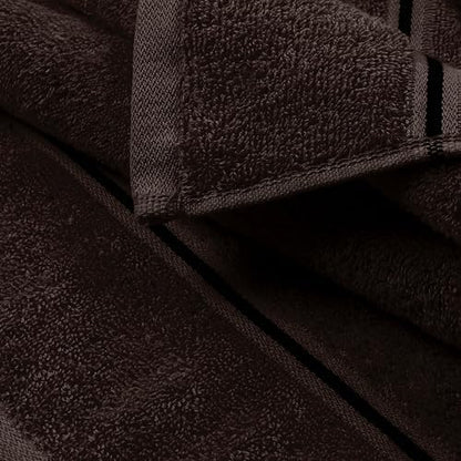 MyOwn Ultra Soft 6 Pack Cotton Towel Set, Contains 2 Bath Towels 28x55 inch, 2 Hand Towels 16x24 inch & 2 Wash Coths 12x12 inch, Ideal Everyday use, Compact & Lightweight - Chocolate Brown