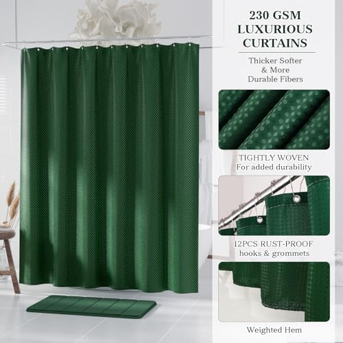 Dark Green Bathroom Accessories Set - Bathroom Shower Curtains Sets