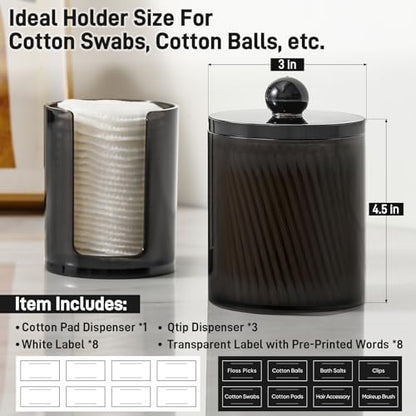 4 Pcs Acrylic Qtip Holder Dispenser for Cotton Swabs, Balls, Floss Picks