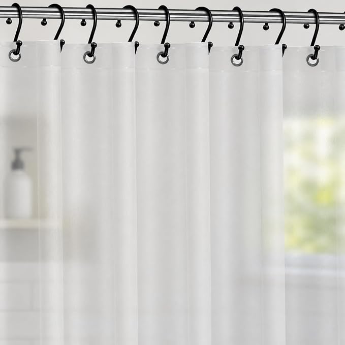 No Smell Shower Curtain Liner 72x72 Frosted - PEVA Plastic Shower Curtain for Bathroom, PVC-Free Waterproof Frosted Shower Liner with Metal Grommets and Magnet-Weighted Bottom Hem - Washable Liner