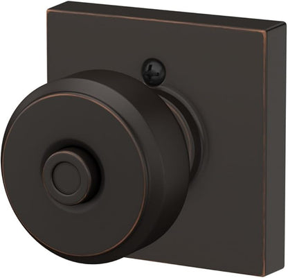 Schlage F40 BWE 716 COL Bowery Knob with Collins Trim Bed & Bath Privacy Door Lock, Aged Bronze
