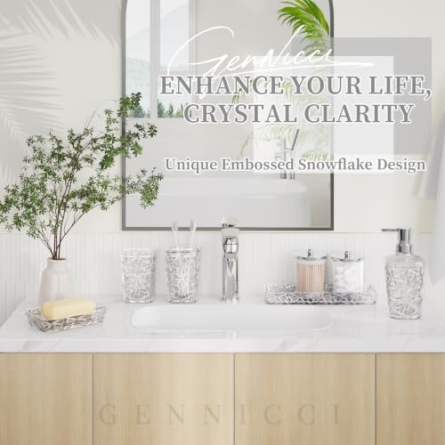 Bathroom Accessory Set, 7 Pcs White Bathroom Accessories Set, Acrylic Soap Dispenser and Toothbrush Holder Set, Qtip Holder Set, Bathroom Sink Set, Gift for Home Apartment