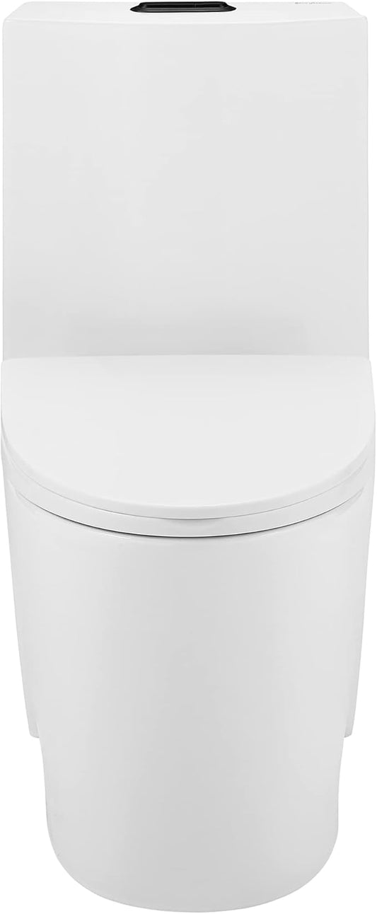 St. Tropez One Piece Elongated Toilet Dual Vortex™ Flush, Black Hardware