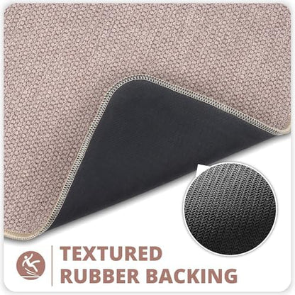 Bosap Toilet Rugs U Shaped Bathroom Rug,Machine Washable Non Slip Quick Dry Super Absorbent Ultra Thin Toilet Mats for Bathroom Toilet.Beige,1'8"x2'(20x24inch)
