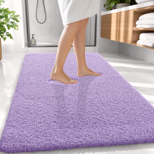 OLANLY Microfiber Large Bathroom Rugs 59x35, Ultra Soft Bath Mat, Lavender