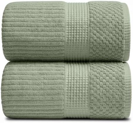 Springtree Home Oversized Bath Towel Set | 2-Pack | 100% Cotton | Green