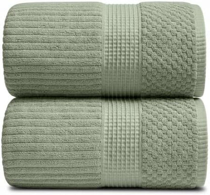 Springtree Home Oversized Bath Towel Set | 2-Pack | 100% Cotton | Green
