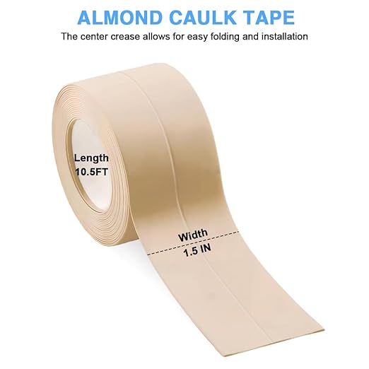 2 Rolls Caulk Tape Self Adhesive, Almond Waterproof Caulking Strip Peel & Stick Wallpaper Floor Tile Toilet Bowl Gel Bathroom Kitchen Wall Decor, A Simple & Effective Solution for Sealing & Trimming