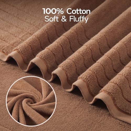 REDKISS 2 Pack Extra Large 35x70 Inch Cotton Bath Towels, Brown