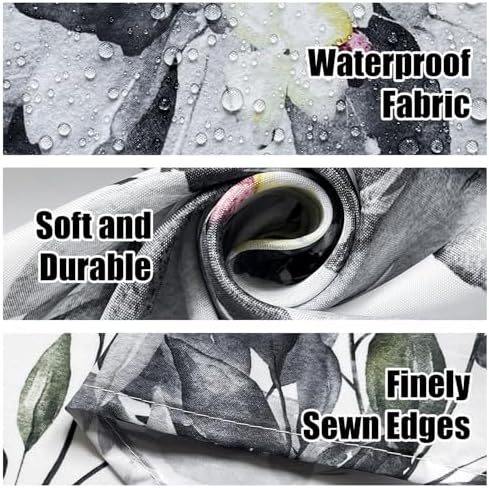 Eucalyptus Shower Curtain, Abstract Aesthetic Art Watercolor Plant Leaves with Floral Bathroom Decor, Waterproof Fabric Cloth Bath Curtain Set with Hooks (Dark Gray, 72x72 Inches)