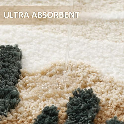 Desert Cactus Toilet Mat, U-Shaped Non-Slip Bath Rug with Soft Absorbent Microfiber, Beige Brown Bathroom Floor Mat for Toilet Base, Machine Washable Bathroom Decor 22x20 Inch