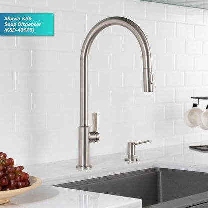 KRAUS Oletto High-Arc Tall Single Handle Pull-Down Kitchen Faucet in Spot Free Stainless Steel, Height 20 3/8 inch, KPF-2821SFS